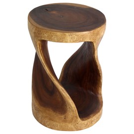 Haussmann Round Wood Twist Accent Table 14in DIAx20in High Walnut Oil