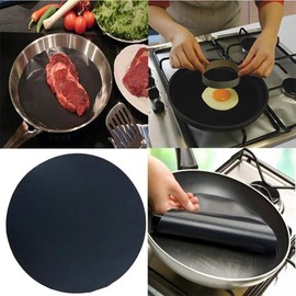 Newooh 2 Pack 24cm Round Teflon Non-Stick High Temperature Pan Frying Pan Liner Sheet Cooking Wok Sheet Pad for Kitchen BBQ Baking