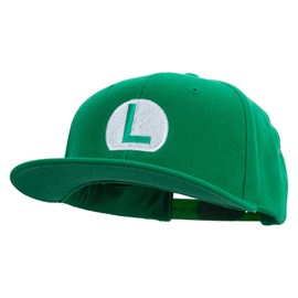 e4Hats.com Mario Luigi Wario Waluigi Symbol Embroidered 6 Panel High Profile Structured Snapback - Kelly OSFM