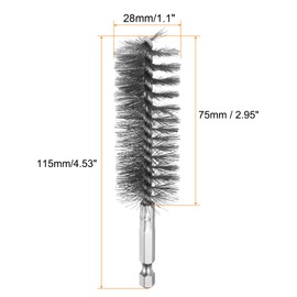 HARFINGTON 6Pcs 304 Stainless Steel Bore Brush 28mm Dia 4.5" Long Cleaning Twisted Wire Brush with Handle 1/4" Hex Shank for Tubes Ports Bearings, Silver