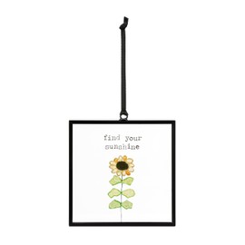 DEMDACO The Sharon Nowlan Collection Find Your Sunshine Yellow Sunflower 3 x 3 Acrylic, Iron and Glass Square Suncatcher Ornament Display