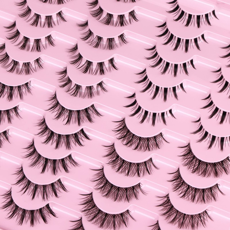 Manga Lashes Natural Look Anime False Eyelashes 20 Pairs Clear