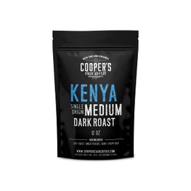 Kenya AA Medium-Dark Roast Coffee Beans, Single Origin Ground Coffee - 12 oz Bag