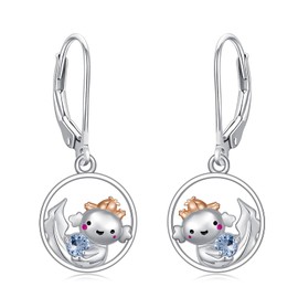 Flpruy Axolotl Earrings Dangle Drop 925 Sterling Silver Mexican Jewelry Axolotl Earrings for Women Sea Creature Cute Axolotl Gifts Axolotls Lover Jewelry Leverback Earrings