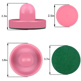 ONE250 Air Hockey Pushers and Pink Air Hockey Pucks, Goal Handles Paddles Replacement Accessories for Game Tables (4 Striker, 4 Puck Pack) (Pink & Pink)