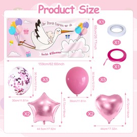 15 St 160x70cm Storch Geburt für Draussen Willkommen Zuhause Baby Welcome Home Baby Hänge Storch Banner Luftballon（Pink）