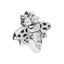 PIERCINGLINE Titanium Screw Attachment with External Thread 0.9 mm Bee + Crystal Piercing Attachment Replacement Choice of Colours, Titanium