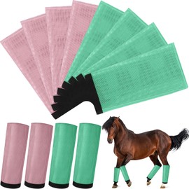 Bulyoou Set of 8 Mesh Fly Boots for Horse Breathable Mesh Horse Boots Protective Loose Wraps Adjustable for Preventing Legs Reduces Flies and Mosquitoes Bites(Sage Green, Pink)