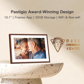 Digital Picture Frame, 10.1'' Frameo Digital Frame Wifi, 32GB Memory, 1280*800 HD Touch Screen Digital Photo Frame, Wall Mountable, Share Instantly, Birthday Gifts for Women, Mom Gift, Chocolate Brown