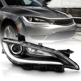 KEEKPO - For 2015-2017 Chrysler 200 Chrome Trim LED DRL Halogen Projector Headlight Headlamp Replacement Passenger Side