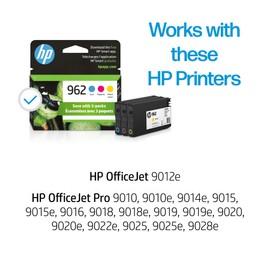 HP 962 Cyan, Magenta, Yellow Ink Cartridges | Works with OfficeJet 9010, 9020 | Eligible for Instant Ink | 3YP00AN