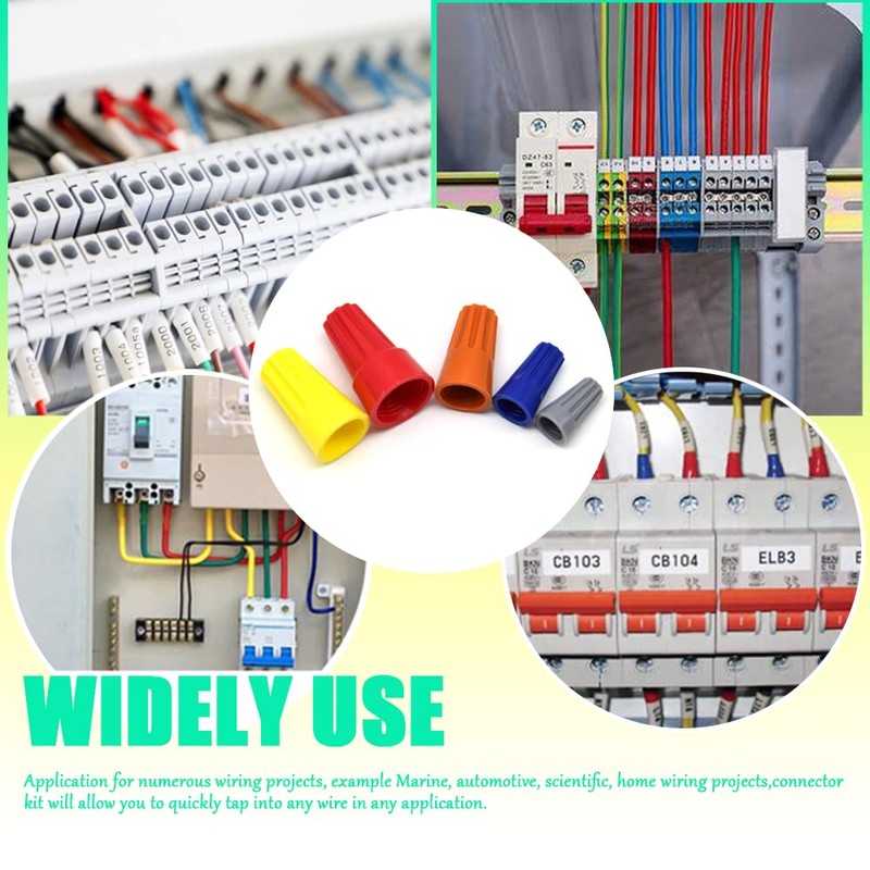 Hocansen 200 Pieces Electrical Wire Connectors Screw Terminals Spring Insert