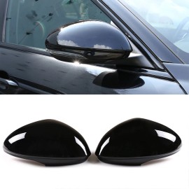 necar2020 Glossy Black Car Rear View Side Mirror Cover Trim For Alfa Romeo Giulia 2017-20