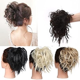 Tess Women’s Bun Hairpiece, Scrunchie With Straight Hair, Messy Bun, Top Knot, Up Do Hair Extensions, 45g Natural black