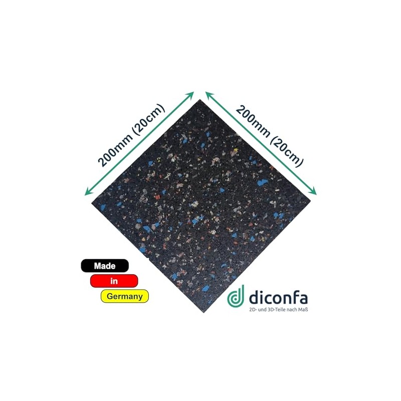 diconfa 4 x Rubber Granulate Patio Pads 200 x 200