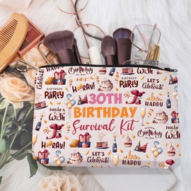 MEIKIUP 30th Birthday Gifts for Women Cosmetic Bag 30th Birthday Party Favors Turning 30 Gifts for Mom Wife Aunt Toiletry Bag (30th birthday bag)