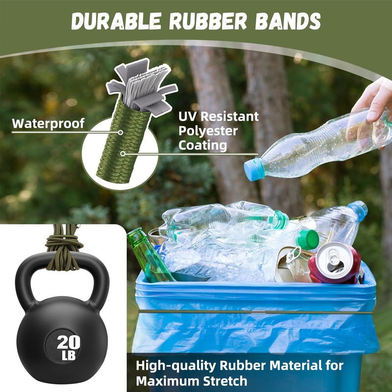 3 Pcs Heavy Duty Trash Can Bands 71 Inch, Durable