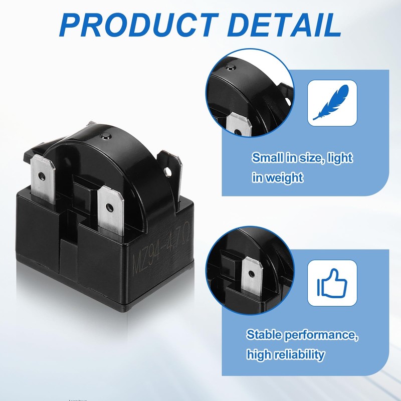sourcing map 3pcs PTC Refrigerator Starter Relay, 4.7 Ohm 4