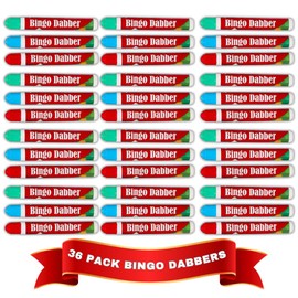 Great British Home Bingo Dabbers Big Pack of 36 (3pk x 12 in Bright Red, Blue, and Green) - Non-Drip Bingo Pens and Dabbers for Bingo Game with Family and Friends