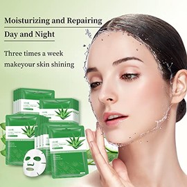 Face Masks Skincare Sheet Mask Aloe Vera Sheets Mask, Hydrating Face Masks Soothing Facial Mask for All SkinTypes Sun Care, Facial Masks for Women Ski