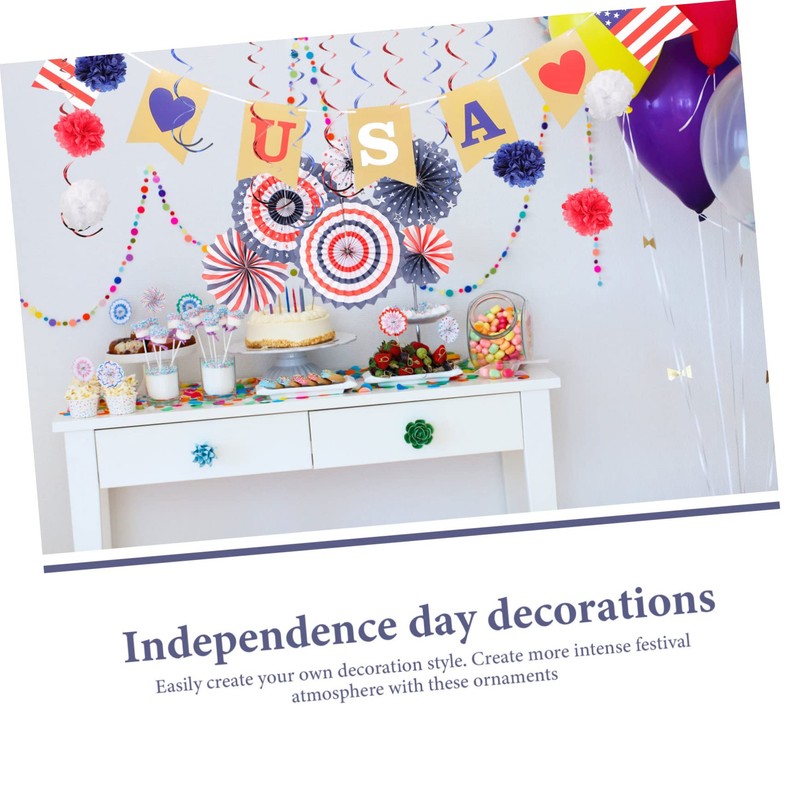 LABRIMP 4th of July Party Props Patriotic Decorations Paper Fan