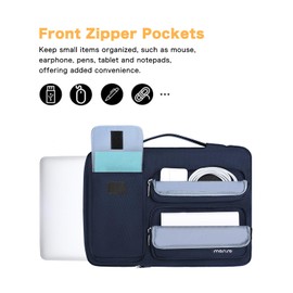 MOSISO 360 Protective Laptop Sleeve Compatible with MacBook Air/Pro,13-13.3 inch Notebook,Compatible with MacBook Pro 14 inch M4 M3 M2 M1, Side Open Bag with 2 Raised&1 Flapover Pockets, Navy Blue