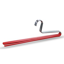 Mawa by Reston Lloyd Trouser Series Non-Slip Space-Saving Clothes Hanger with Single Rod for Pants, Style KH/1, Set of 4, Red