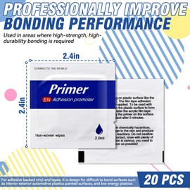 20 Pcs Adhesion Promoter, High Performance Adhesion Promoter for Plastic, Metal and Painted Surfaces, Bonding Enhancer of Acrylic Double Sided Mounting Tape and Automotive Molding Tape