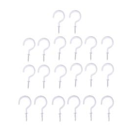 TIOMIOSEA Screw hooks, white, 70 mm, pack of 20, hook screw, large, ceiling hook for screwing, wall hooks for screwing, cup hook screws, for hanging keys, cups, flower pots