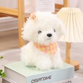 8inch Dog Plush Stuffed Animal, Stuffed Dog Plush Toy, Great Gift for Kids Home Recor (White)