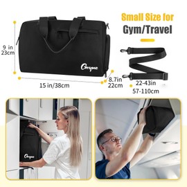 Gryme Small Gym Bag with Shoe Compartment and Wet Pocket, 38x23x22cm Sports Bag for Swim Yoga Workout, Water Resistant Carry On Bag for Travel Weekend Overnight Hospital