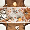 Artoid Mode Buffalo Plaid Orange Pumpkins Eucalyptus Fall Table Runner,