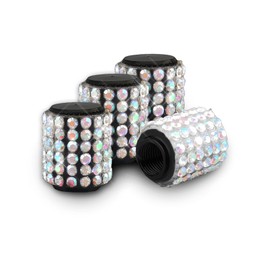 HQRNYP Car Wheel Tire Valve Caps, Valve Stem Cap, Crystal Tire Caps Shinny Rhinestone for Women, Universal Attractive Dustproof Bling Car Accessories for Cars, Trucks and Motorcycles (AB)