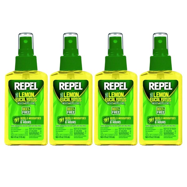 Repel Lemon Eucalyptus Natural Insect Repellent, 4-Ounce Pump Spray, Pack of 4