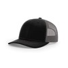 Richardson 112 Mesh Back Trucker Cap Snapback Hat, Black /