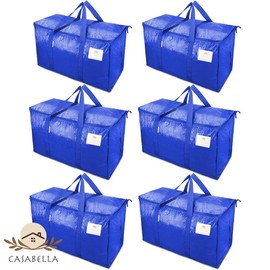CasaBella 24 Gallon Extra Large Heavy Duty Foldable Moving Bags With Carrying Handles, Zippers and Tag Pocket, Outdoor Camping, water proof Organiser:_2 Counts