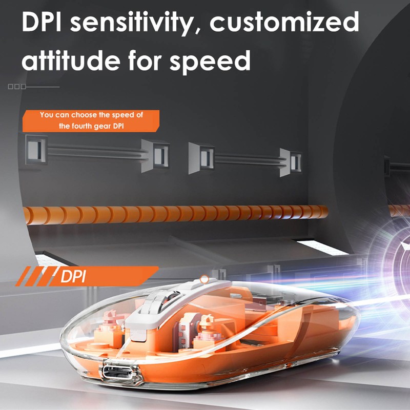 Wireless 2.4G Bluetooth Transparent Mouse 2400 DPI Rechargeable 400mAh RGB