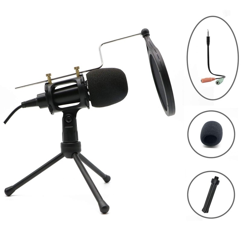 Condenser Microphone, Karaoke/Smartphone Microphone, Tabletop Microphone, Podcast, Omnidirectional, Mini Microphone,