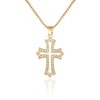 SUPJEWE 14K Gold Cross Pendant Necklace with Cubic Zirconia, Chain