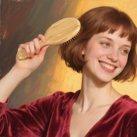 Hair Brush, Bamboo Brush, Boar Bristle Paddle Hairbrush for Long Thick Curly Wavy Dry or Damaged Hair, Reducing Hair Breakage and Frizzy No More Tangle, Oval Medium Sized Ellipse