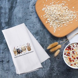 PWHAOO Rottweiler Dog Mom Kitchen Towel Iced Coffee My Rottweiler Kitchen Towel Rottweiler Lover Gift (My Rottweiler T)