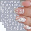 White Flower Nail Art Stickers 5D Embossed Flower Nail Decals