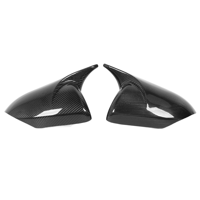 1 Pair Rearview Mirror Cap Carbon Fiber Horn Style Protective