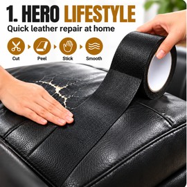 5m Self-Adhesive Leather Repair Tape – Black Furniture & Sofa Seat Patch for Covering Cracks, Scratches and Worn Areas
