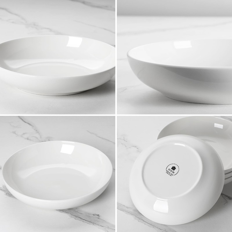 MALACASA 8.85" Large Pasta Bowls, 42 OZ White Salad Bowls