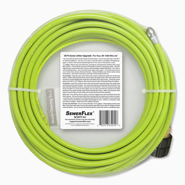 50 FT Sewer Jetter Upgrade for Your JM-1000 Mini-Jet