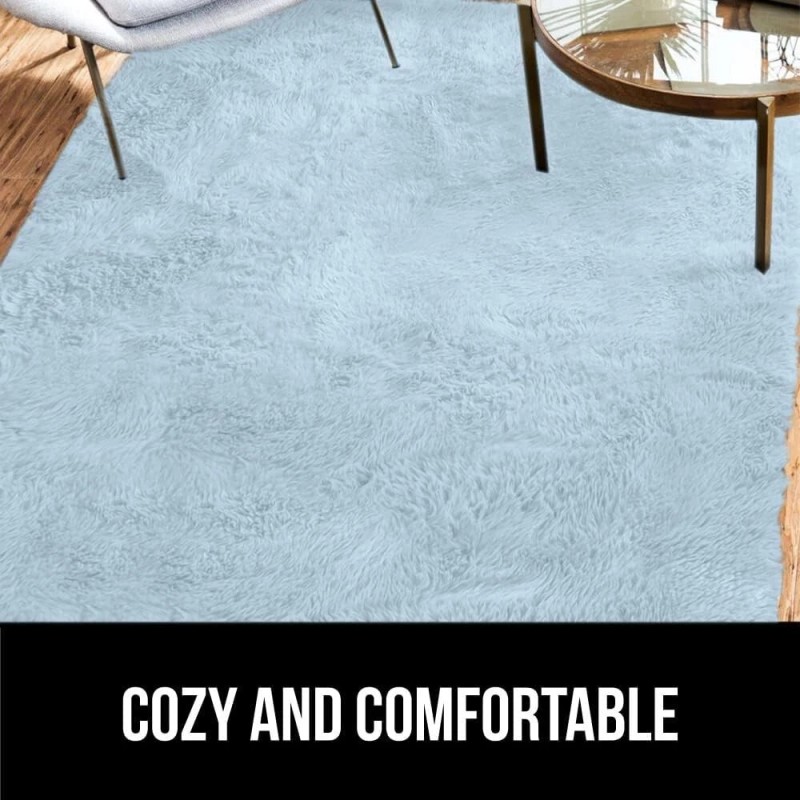 Gorilla Grip Light Blue Ultra Soft Faux Fur Area Rug