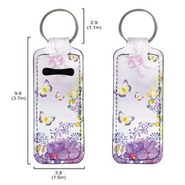 STUOARTE Auto Lip Balm Keychains Butterfly Flowers Car Lipstick Holder Keychain, Exquisite Stylish Chapstick Holder Keychain for Chapstick Tracker Safeguard