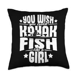 Kayak Fishing Rod Tournament Kayak Fisherman Crate Throw Pillow