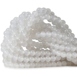 CHEAVIAN 60PCS 6mm Natural White Agate Gemstone Round Loose Beads for Jewelry Making 1 Strand 15"